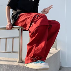 工装休闲裤纯棉季新款设计感小众裤子宽松直筒阔腿裤长裤K1066P40，男装休闲裤，星座1116-2