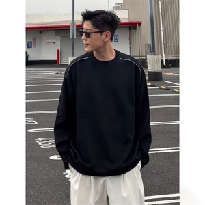 抖音得物高品质 26春装设计感长袖打底衫纯色拉链肩圆领卫衣W123图片