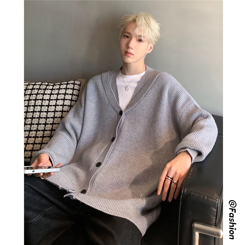 开衫外套男秋冬季宽松长袖毛衣美式潮牌情侣穿搭慵懒外套M20-P68，男装针织衫/毛衣，电商C307A