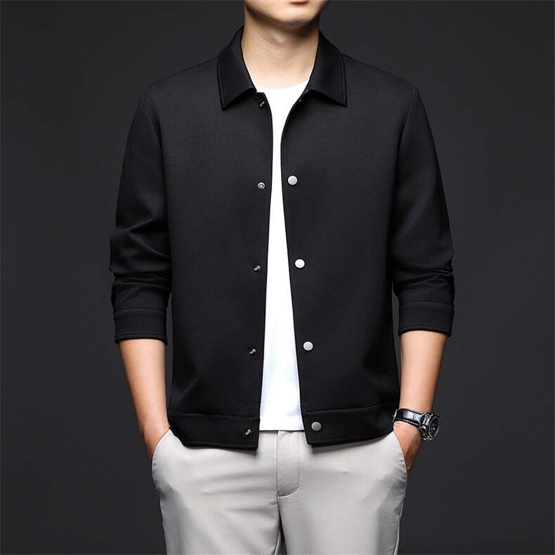 D33719秋冬新款男士夹克翻领商务休闲时尚青年男装纯色外套图片