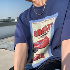 ins美式复古潮流短袖男生宽松小汽车印花T恤上衣JK23275-p35-控48，男装T恤，星座605(原A050)