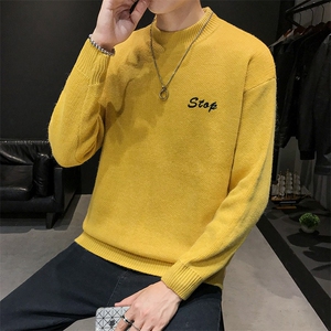 木木5821毛衣男士韩版修身纯色针织衫百搭打底上衣情侣装秋装图片