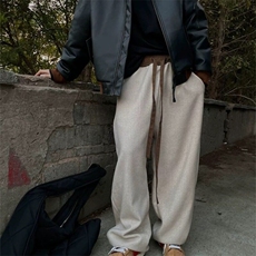 春秋冬季小众设计感弯刀阔腿直筒运动休闲裤男宽松轻奢长裤子潮流，男装休闲裤，星座506A