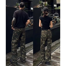 美式迷彩工装牛仔裤男款夏季潮牌痞帅炸街微喇伐木长裤GK88-P57，男装牛仔裤，星座1001-1