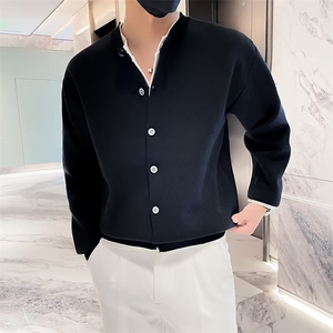秋冬简约圆领针织毛衣男时尚休闲外套假两件开衫 M886图片