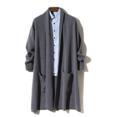 男士中长款口袋开衫针织外套翻领时尚休闲羊绒开衫，男装羊绒开衫，牧群羊绒