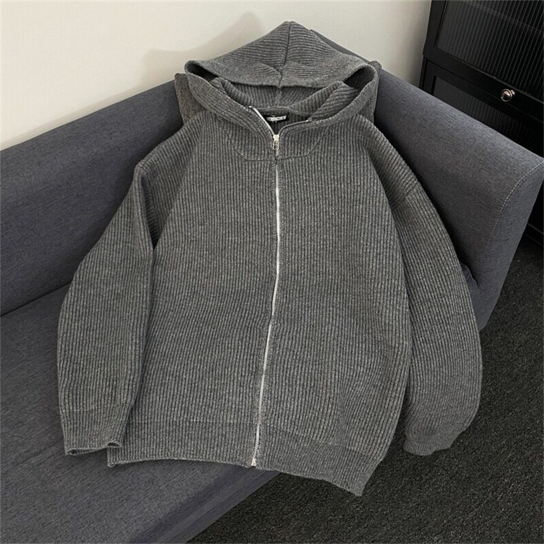 针织衫男女韩版潮流连帽宽松帅气2024冬季ins毛衣外套MZ776-P71图片