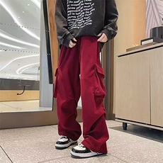 现货灯芯绒工装裤子男秋冬季潮牌宽松保暖休闲裤美式复古直筒长裤，男装棉衣，星座218-1（原230）