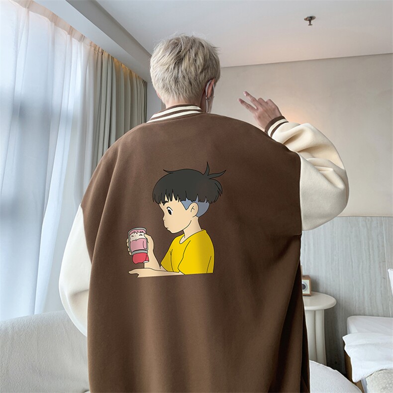 摇粒绒棒球服男大码开衫卫衣男夹克BF86200-P65,男装夹克,电商A040