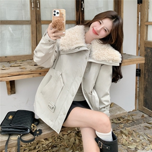 时尚中长款腰带收腰翻毛领羽绒服女冬季2025新款白鸭绒工装派克服图片