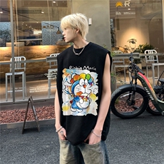 华夫格背心直播高品质重磅220克哆啦a梦印花HB755-P25控38，男装背心/马甲，星座508（原C305）