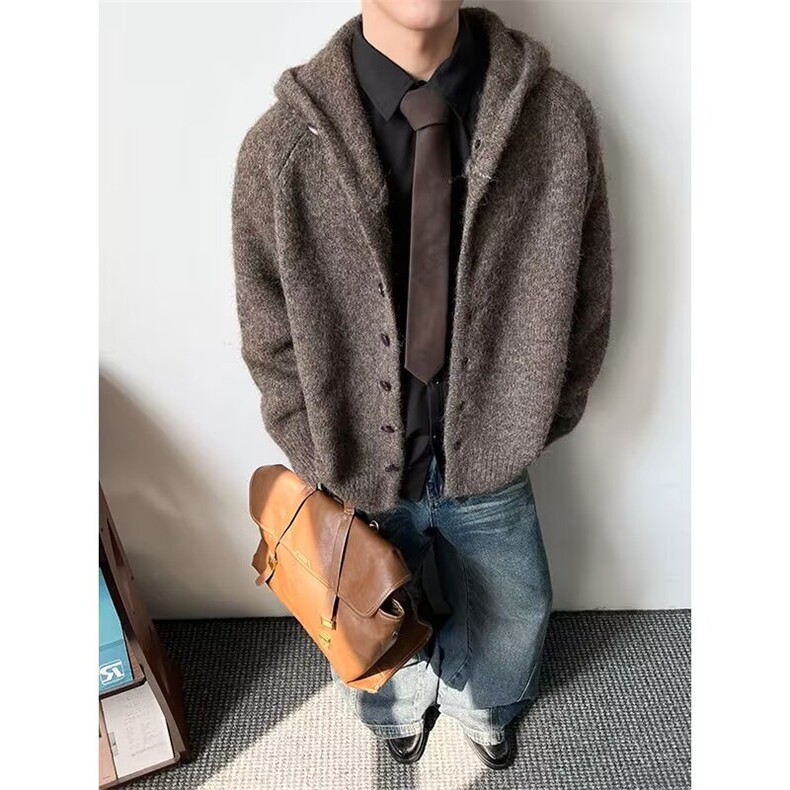 老钱风美拉德系北极绒毛衣针织开衫W1716/特P75,男装针织衫/毛衣,电商B350