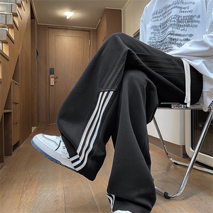 休闲裤男秋冬新款港风宽松刺绣华棉复合牛奶丝学生卫裤K6098-P46