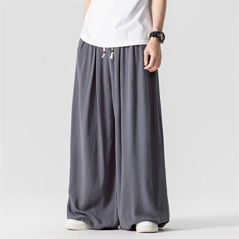 夏季新款大码日系风亚麻棉麻休闲直筒阔腿裤潮男女K303/P75,男装休闲裤,电商A221A