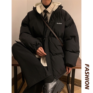 MY6139/P110冬季港风连帽刺绣羊羔毛棉衣男女大码面包服棉袄外套图片