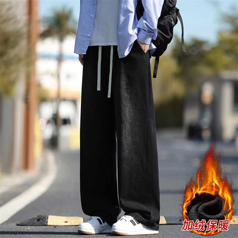 冬季加绒加厚牛仔裤男棉裤秋裤保暖抗寒宽松直筒裤子113-1-P46图片