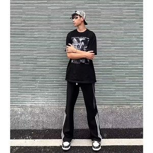 直筒休闲裤子男生宽松潮侧边三条杠条纹运动裤LC2877-P36 加绒45图片