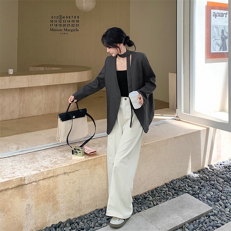 巨好看灰色V领西装外套女春秋2025新款爆款高级感小西服流行爆款,女装短外套,1C151