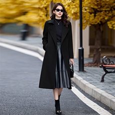 2024新款现货冬装戗驳领韩版减龄西装时尚简约气质优雅保暖大衣，女装毛呢外套，时尚俏佳人