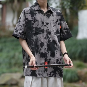 风2025夏文艺ins简约新款冰丝短袖衬衫 CS43 P30图片