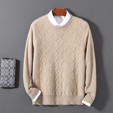 2025年秋季新款百搭男士12针菱形圆领加厚保暖羊毛衫，男装羊毛衫，邓利维