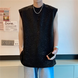 满天星夏季麂皮绒无袖T恤宽松坎肩夏装男女情侣运动背心S322P28,夏季微喇叭牛仔裤搭配什么上衣图片