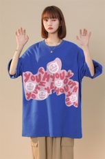 中性夏季潮时尚宽松粉色印花情侣百搭短袖T恤T1027P25控38，男装T恤，A247A