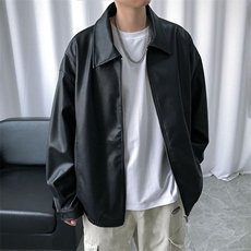 现货主推高质量皮衣外套男宽松皮夹克机车服A026P95加绒P105，男装夹克，电商A351