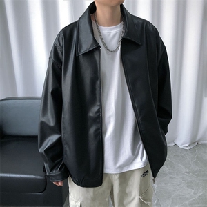现货主推高质量皮衣外套男宽松皮夹克机车服 A026 P95 加绒P105图片