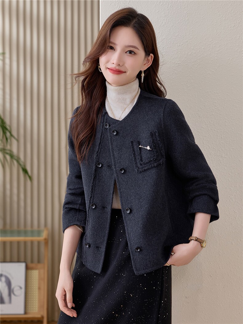 轻熟优雅气质红色毛呢短外套女2025秋冬新款时尚显瘦双面羊毛大衣,女装毛呢外套,韩宇舍