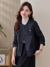轻熟优雅气质红色毛呢短外套女2025秋冬新款时尚显瘦双面羊毛大衣，女装毛呢外套，韩宇舍