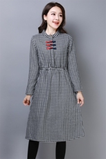 新款格子加绒加厚保暖休闲舒适气质连衣裙2020冬季，女装连衣裙，奕阳依阁