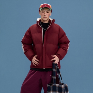 ！冬季条纹五防立领加绒加厚棉衣情侣撞色棉服外套MY7777-P68图片