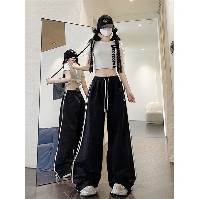 运动休闲裤男女款夏季薄款裤宽松慵懒风高腰阔腿裤垂坠感K028-P40,男装休闲裤,星座308B-1