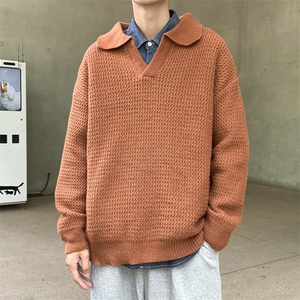 秋款男毛衣V领波浪条纹针织衫打底外套M002 P45图片