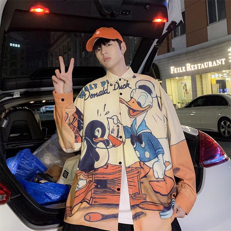 长袖衬衫春款男港风潮流S25P38图片