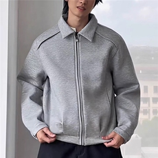 秋季新款日系复古华夫格男翻领夹克宽松休闲男上衣外套，男装夹克，星座1210-1