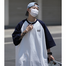 C277-P262024新款日系潮牌插肩袖t恤夏季潮流宽松拼接短袖现货，男装T恤，星座512-6