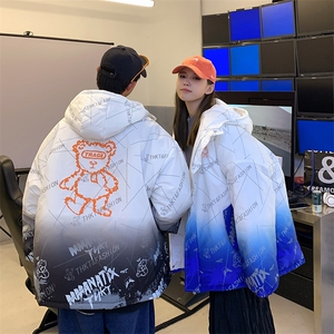 情侣装2025冬装渐变棉衣男连帽棉服女宽松棉袄外套3315-P90 控138图片