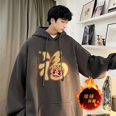 龙年卫衣冬季美式加绒加厚连帽卫衣外套DL1766常规特P35加绒特40，男装卫衣，电商A486