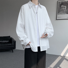 8XL-M泡泡纱盐缩肌理长袖衬衫男夏季冰丝外套防晒衬衣CS29007P40，男装衬衫，电商B312