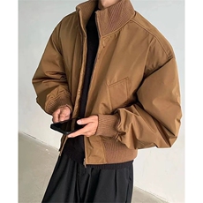 抖音得物美式潮休闲夹克春季立领纯色复古工装加厚棉服外套MF01，男装夹克，电商A443