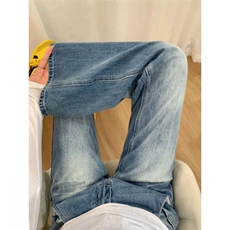 复古低腰直筒牛仔裤女春秋小个子显瘦磨白微喇窄脚长裤子NC6694，男装牛仔裤，星座1116A（原606A-3）