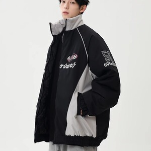 FY-65潮牌冬新款复古撞色立领机车宽松休闲棉服外套图片