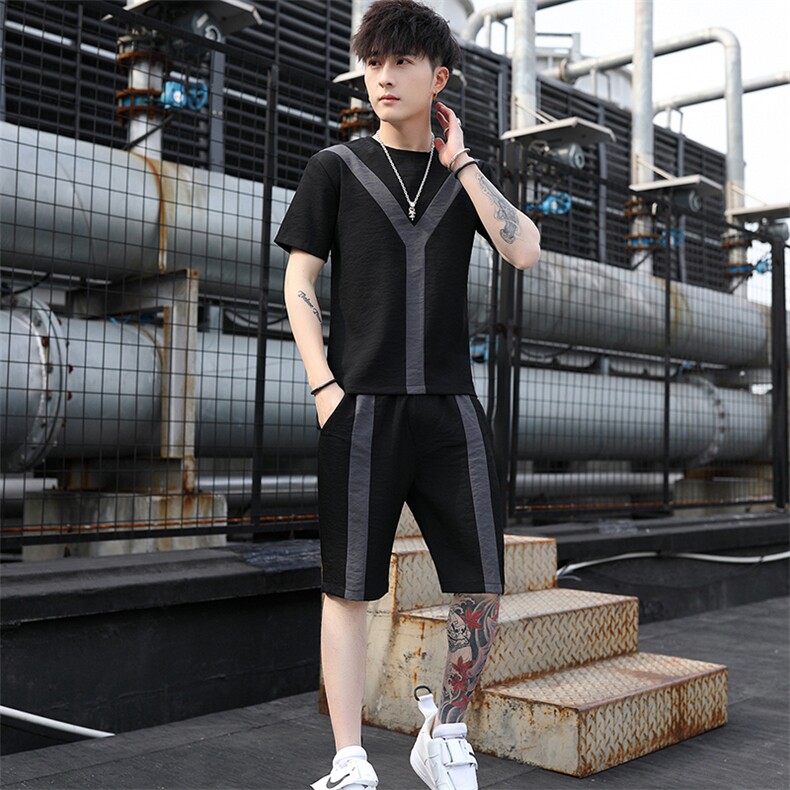 主推夏季短袖T恤潮牌休闲青少年韩版帅气套装男T708-p50，男装套装，星座1206（原A206）