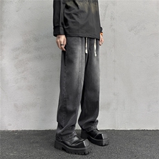 k1039-p45-控68M-5XL港风高阶黄泥黑暗宽松牛仔裤，男装牛仔裤，星座116
