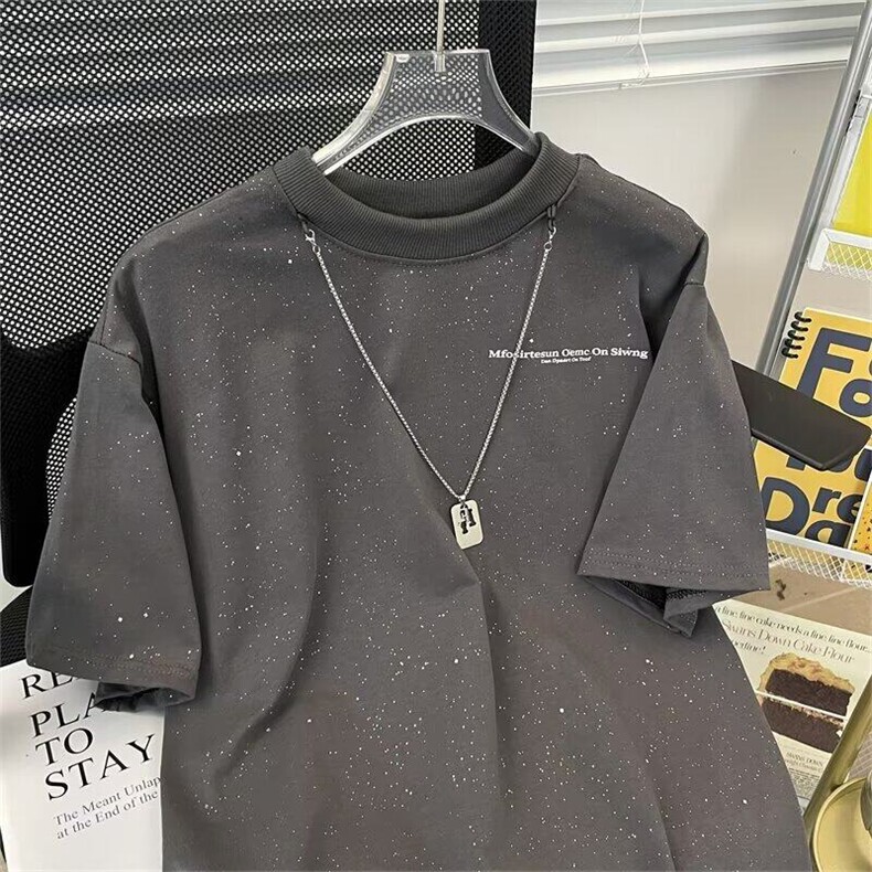 DXX5-P43满天星短袖t恤男士潮牌衣服夏季宽松版男情侣半袖体恤,男装T恤,星座603-2