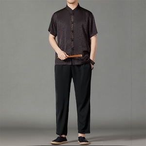 2026夏季薄款高端风中式短袖衬衫套装唐装汉服 HL23806-P108图片