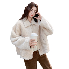 皮毛一体羊羔绒外套R2C086-2585P175K288，女装短外套，2C086