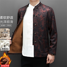 常货高品质中老年山羊绒含加绒唐装套装男中年唐装外套，男装休闲套装，钱塘723